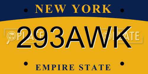 293AWK New York License Plate