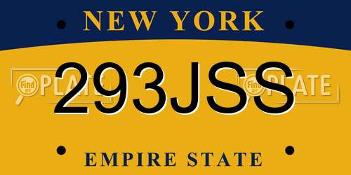 293JSS New York License Plate