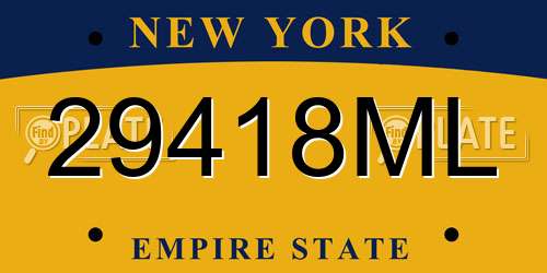 29418ML New York License Plate