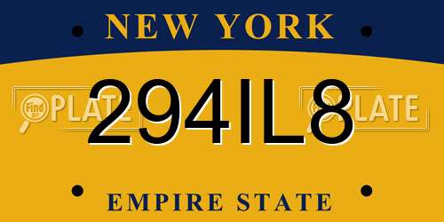 294IL8 New York License Plate