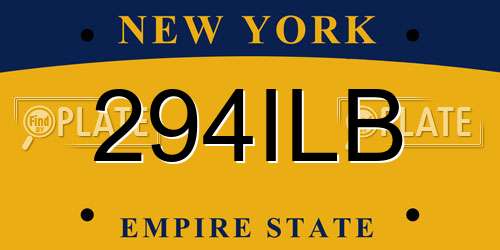 294ILB New York License Plate