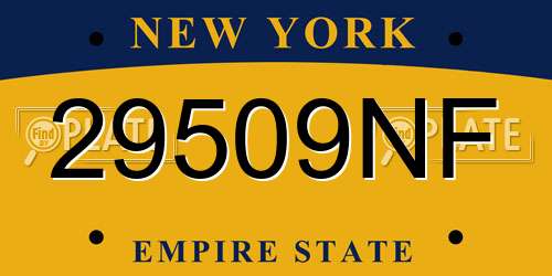 29509NF New York License Plate