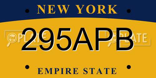 295APB New York License Plate