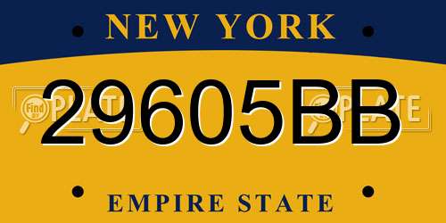 29605BB New York License Plate