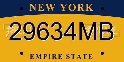 29634MB New York License Plate
