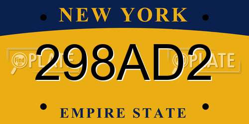 298AD2 New York License Plate