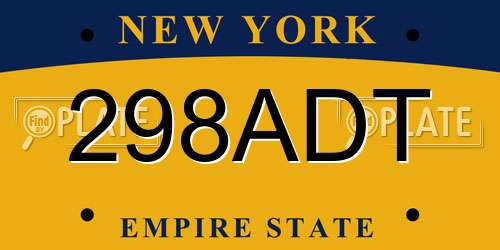 298ADT New York License Plate