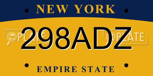 298ADZ New York License Plate