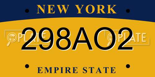 298AO2 New York License Plate