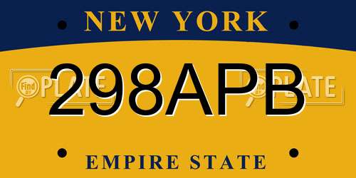 298APB New York License Plate