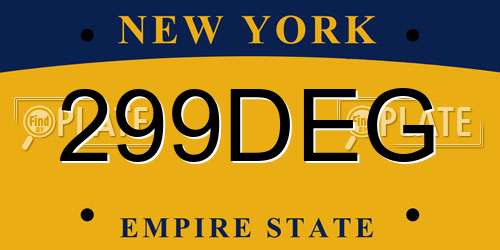 299DEG New York License Plate