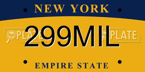 299MIL New York License Plate