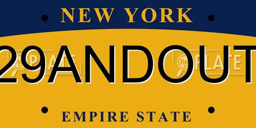 29ANDOUT New York License Plate