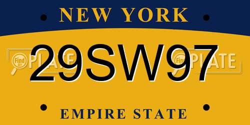 29SW97 New York License Plate