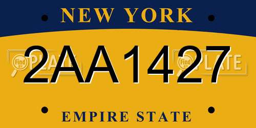 2AA1427 New York License Plate