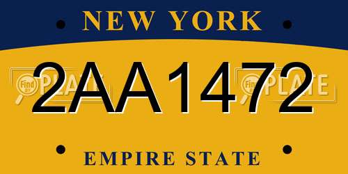 2AA1472 New York License Plate