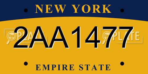 2AA1477 New York License Plate