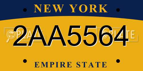 2AA5564 New York License Plate