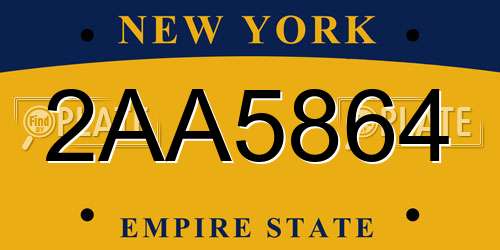 2AA5864 New York License Plate