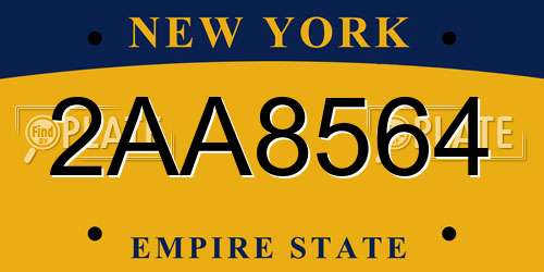 2AA8564 New York License Plate