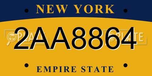2AA8864 New York License Plate