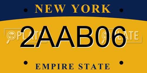 2AAB06 New York License Plate