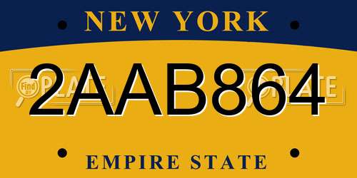 2AAB864 New York License Plate