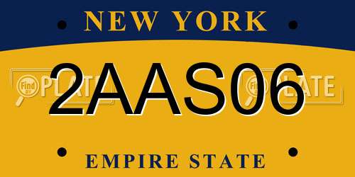 2AAS06 New York License Plate