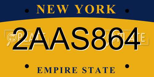 2AAS864 New York License Plate