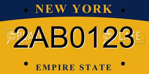 2AB0123 New York License Plate