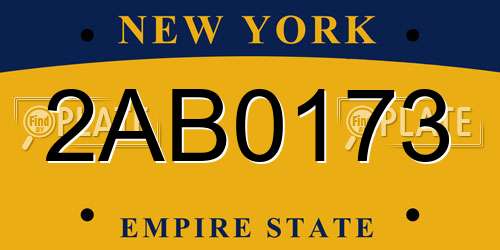 2AB0173 New York License Plate