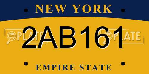 2AB161 New York License Plate