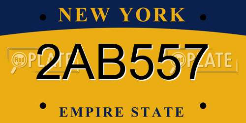 2AB557 New York License Plate
