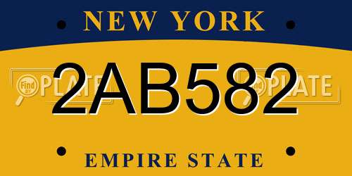 2AB582 New York License Plate