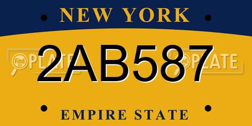 2AB587 New York License Plate