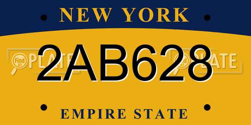 2AB628 New York License Plate
