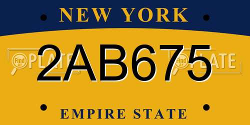 2AB675 New York License Plate