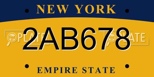 2AB678 New York License Plate