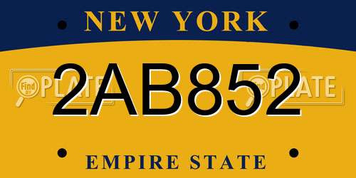 2AB852 New York License Plate