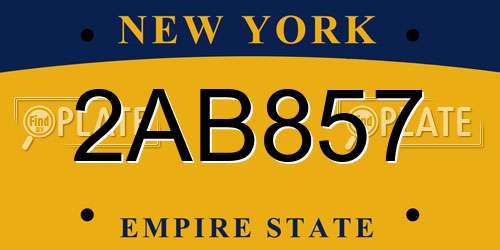2AB857 New York License Plate