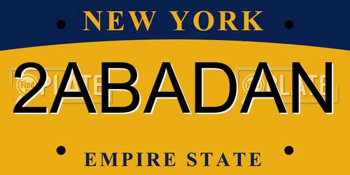 2ABADAN New York License Plate