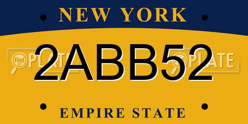 2ABB52 New York License Plate