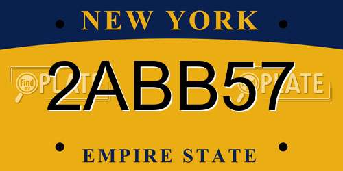 2ABB57 New York License Plate