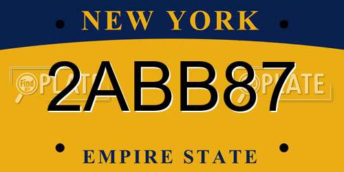 2ABB87 New York License Plate