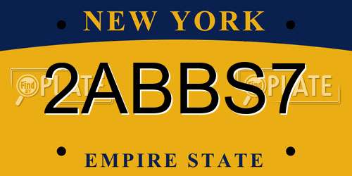 2ABBS7 New York License Plate
