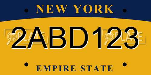 2ABD123 New York License Plate