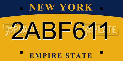 2ABF611 New York License Plate
