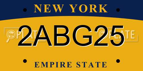 2ABG25 New York License Plate