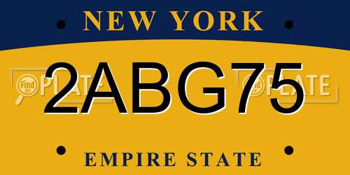 2ABG75 New York License Plate