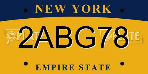 2ABG78 New York License Plate